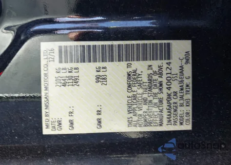 2017 Nissan Maxima 3.5 Sl from USA, damaged, VIN 1N4AA6AP0HC400124